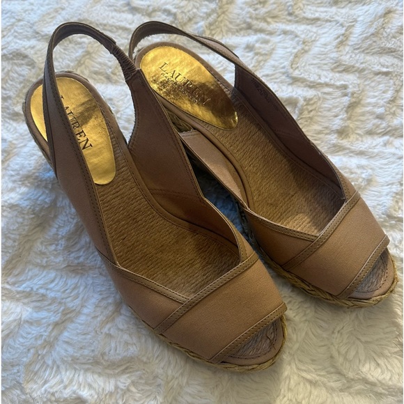 Lauren Ralph Lauren Women's Beige Catrin Peep Toe Espadrilles Size 9 - Picture 3 of 9